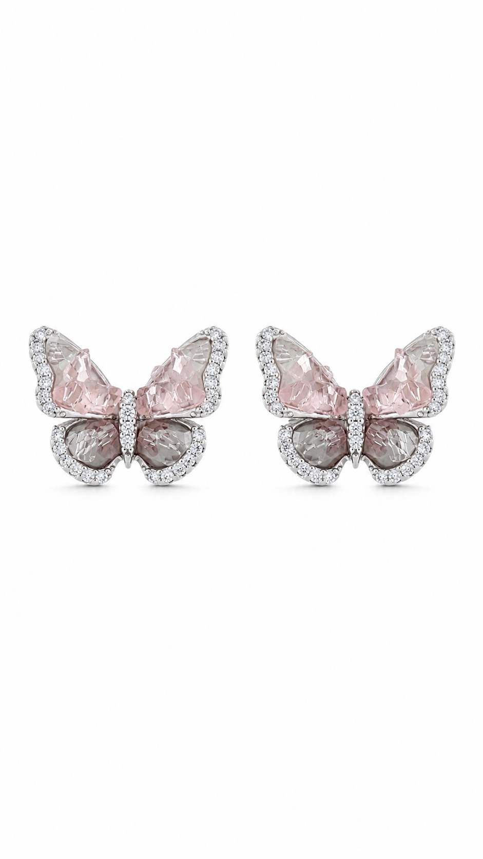 Pink Crystal Butterfly Earrings