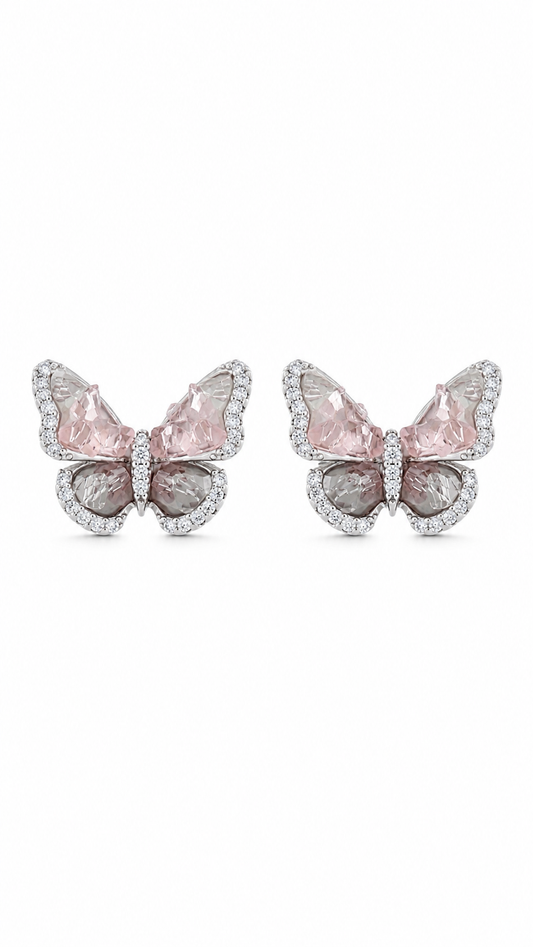 Pink Crystal Butterfly Earrings
