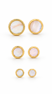 Mother of Pearl Stud Earrings Set – 3 Sizes - Aaryahi Silver jewellery product photo