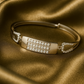 Silver Triple-Row CZ Plate Bracelet with Heart-Cut Sides