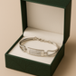 Silver Triple-Row CZ Plate Bracelet with Heart-Cut Sides