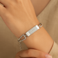 Silver Triple-Row CZ Plate Bracelet with Heart-Cut Sides