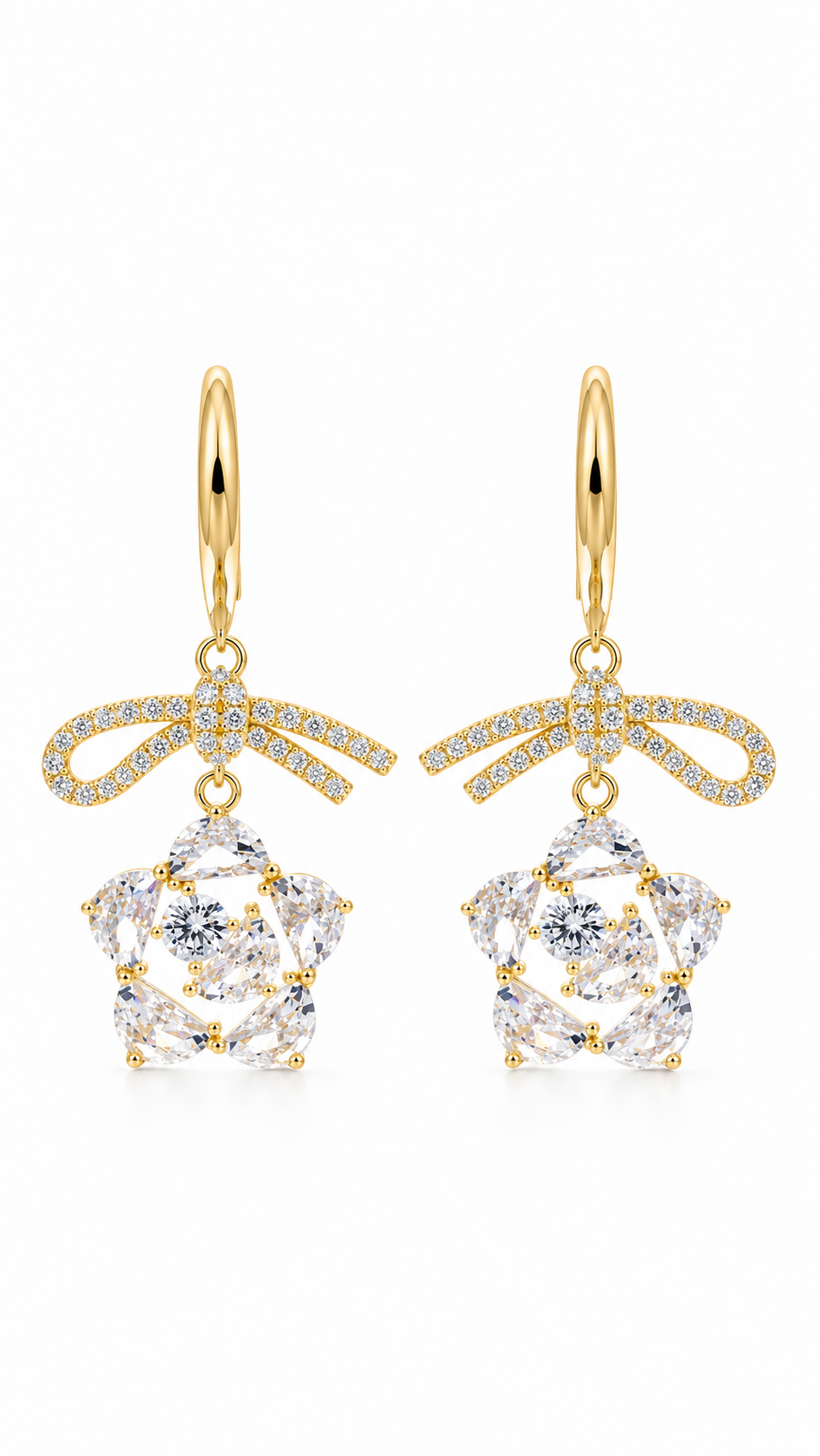 Bow & Floral Drop Earrings
