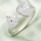 Trendy Double Pear Shaped Open Ring in Sterling Silver