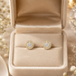 Gold Round CZ Halo Stud Earrings for Women