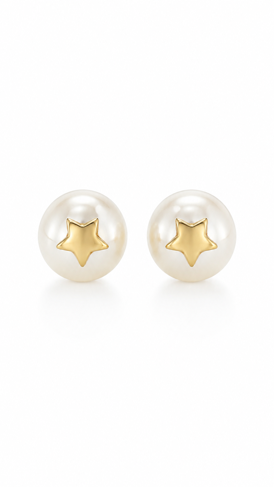 Elegant Gold Star Accent Pearl Stud Earrings for Women