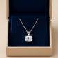 Silver Plated Rectangular Solitaire Pendant Necklace for Women – Elegant CZ Stone Chain