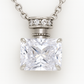 Silver Plated Rectangular Solitaire Pendant Necklace for Women – Elegant CZ Stone Chain