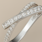 Elegant Crossover Design 925 Silver Band Ring with Sparkling Stones