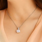 Silver Plated Rectangular Solitaire Pendant Necklace for Women – Elegant CZ Stone Chain