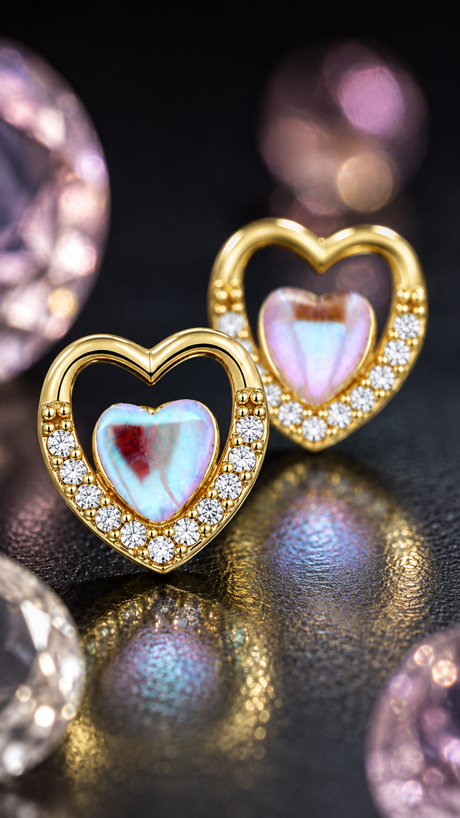Iridescent Heart Earrings