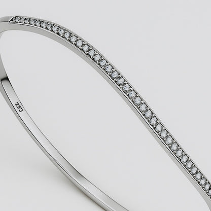 Silver Minimal Slim CZ Line Bangle for Women