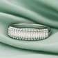 Classic Beaded Edge 925 Silver Ring with Baguette Zircon Stones
