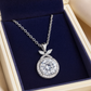 925 Silver Round Halo Pendant Necklace for Women – Leaf Accent CZ Stone Chain Design