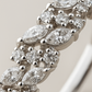 Floral Cluster 925 Silver Ring with Marquise and Round Zircon Stones