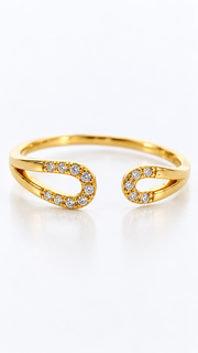 Gold CZ Open Twist Ring