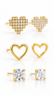 Heart,Heart Solitaire Earrings Set - Aaryahi Silver jewellery product photo