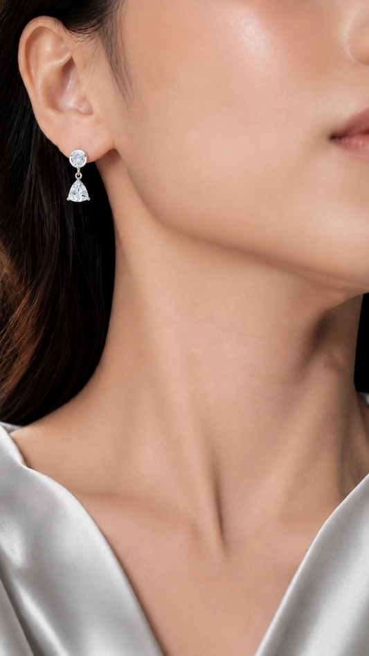 Round & Trillion Cut Earrings