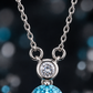 Elegant 925 Sterling Silver Blue Round-Cut CZ Drop Pendant Necklace for Women