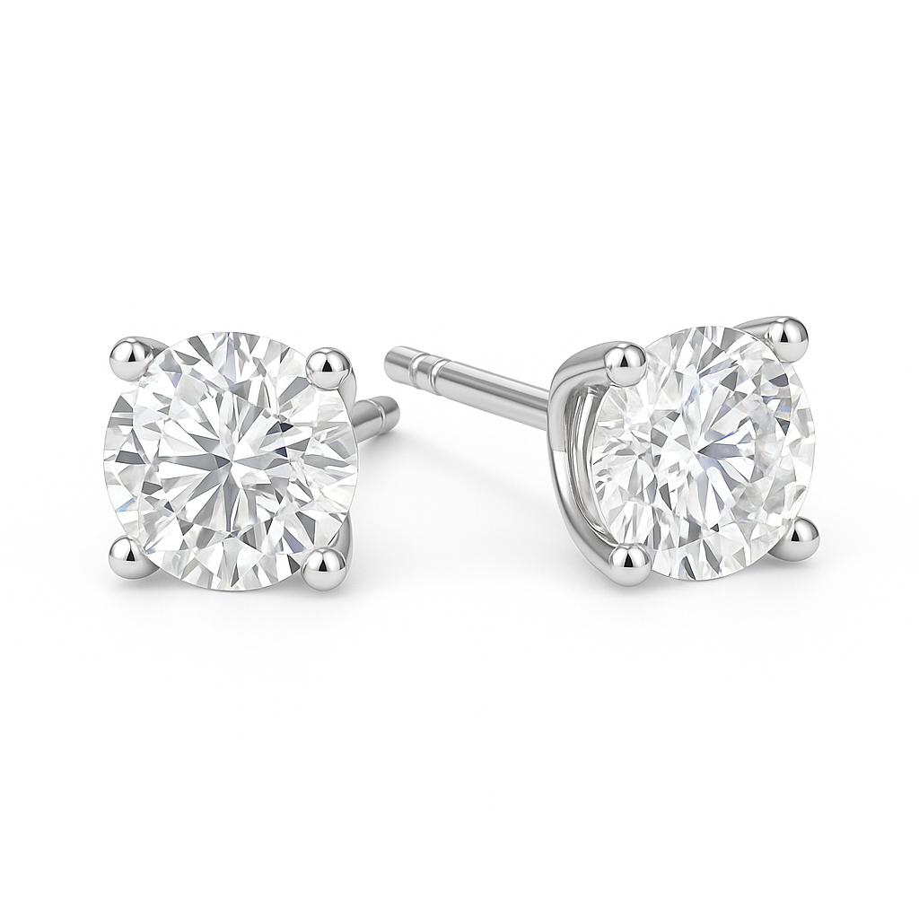 925 Silver Classic Round Solitaire CZ Stud Earrings