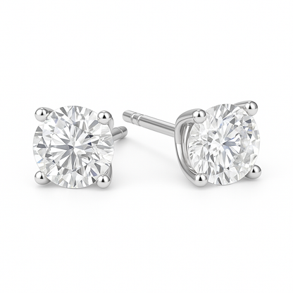 925 Silver Classic Round Solitaire CZ Stud Earrings