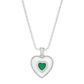 925 Silver Heart Pendant Necklace with Green Stone – Enamel Finish & CZ Accent Chain for Women