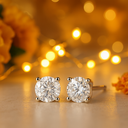 925 Silver Classic Round Solitaire CZ Stud Earrings