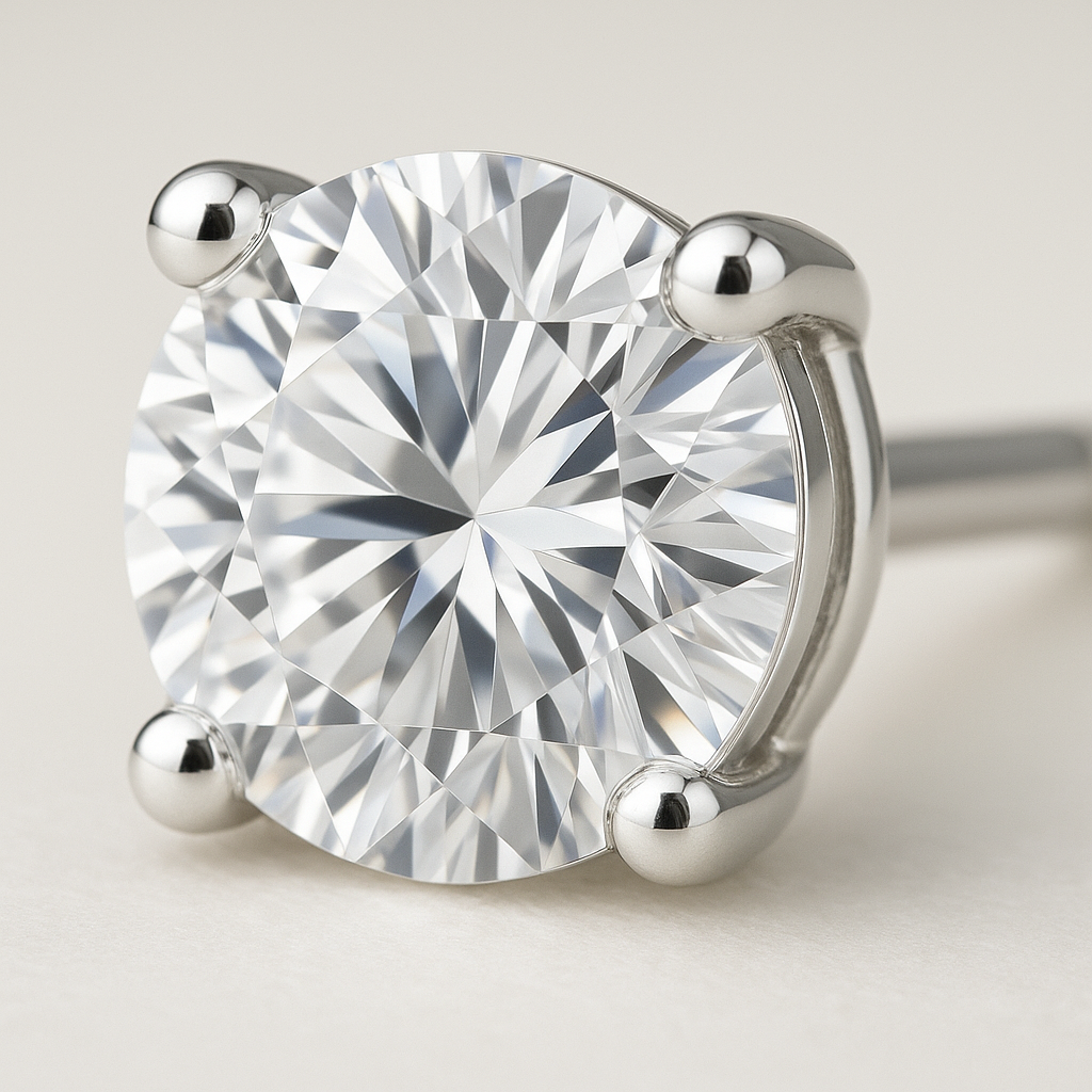 925 Silver Classic Round Solitaire CZ Stud Earrings