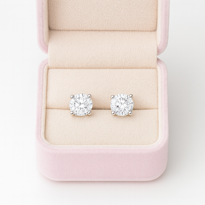 925 Silver Classic Round Solitaire CZ Stud Earrings
