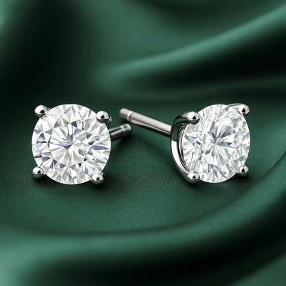 925 Silver Classic Round Solitaire CZ Stud Earrings