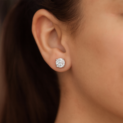 925 Silver Classic Round Solitaire CZ Stud Earrings