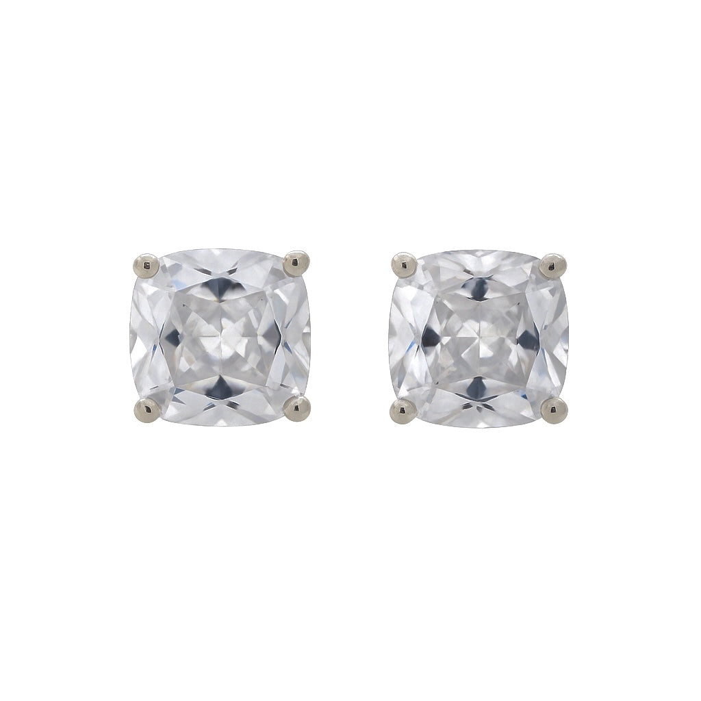 925 Silver Cushion-Cut Solitaire Stud Earrings for Women