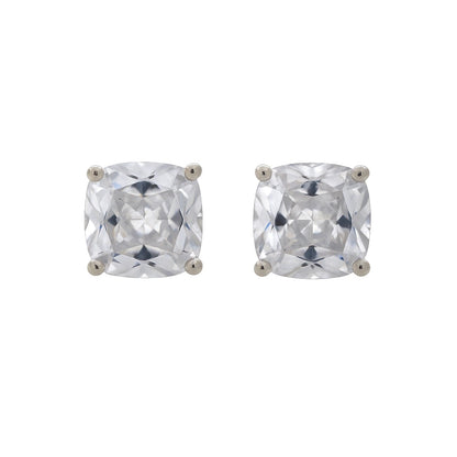 925 Silver Cushion-Cut Solitaire Stud Earrings for Women