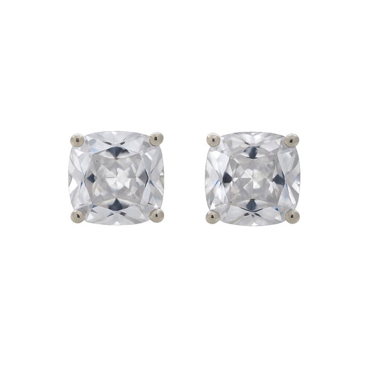925 Silver Cushion-Cut Solitaire Stud Earrings for Women