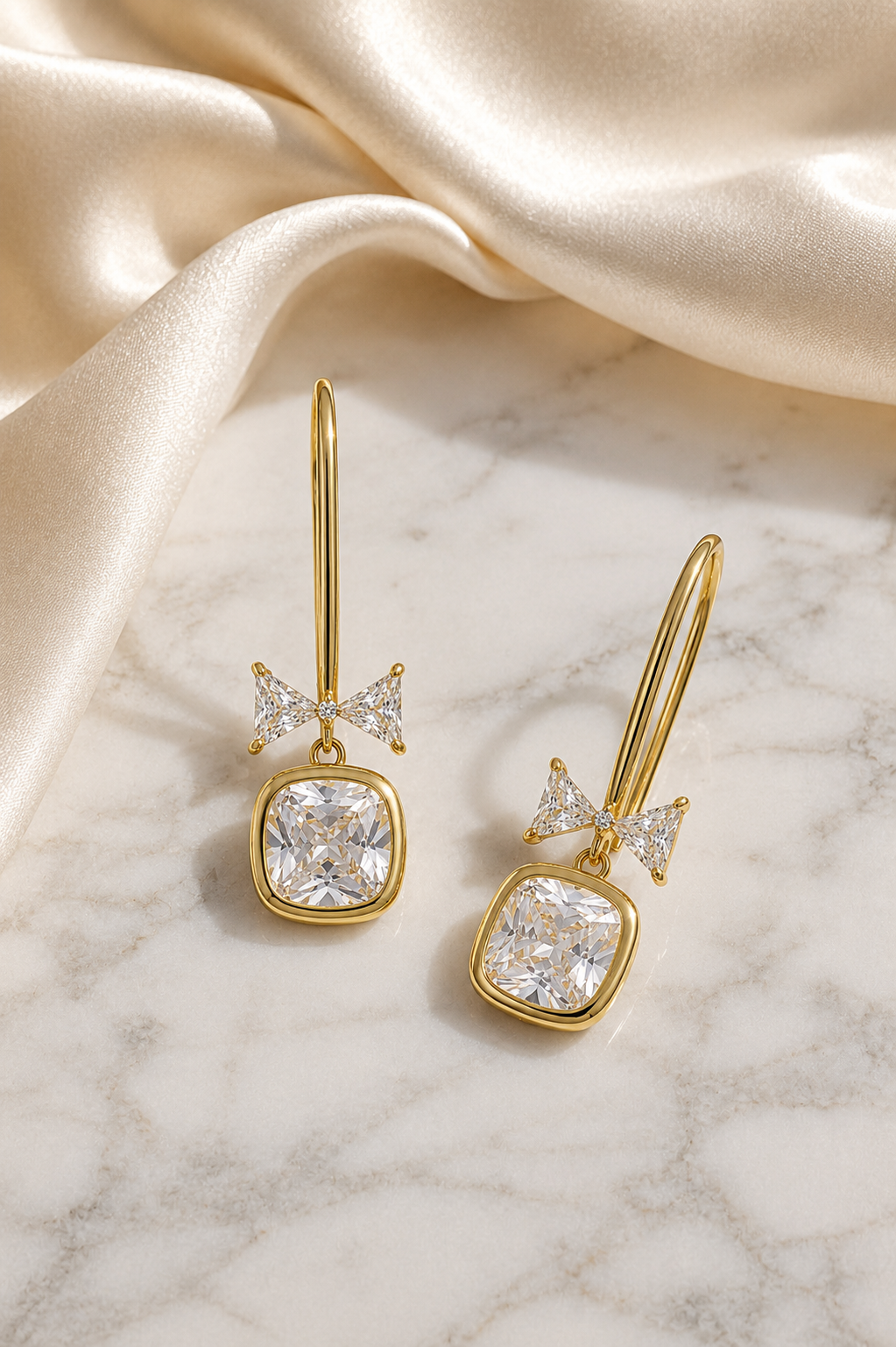 Bow Cushion-Cut Earrings