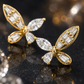 Gold Butterfly Marquise & Baguette CZ Stud Earrings