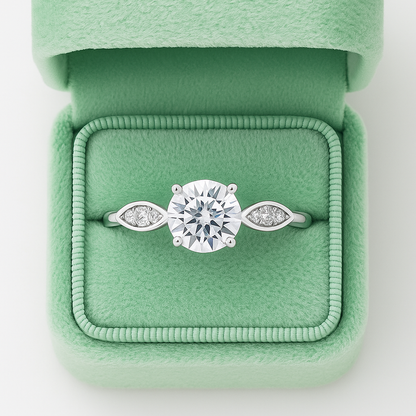 Elegant Solitaire 925 Silver Ring with Zircon Accents on Band