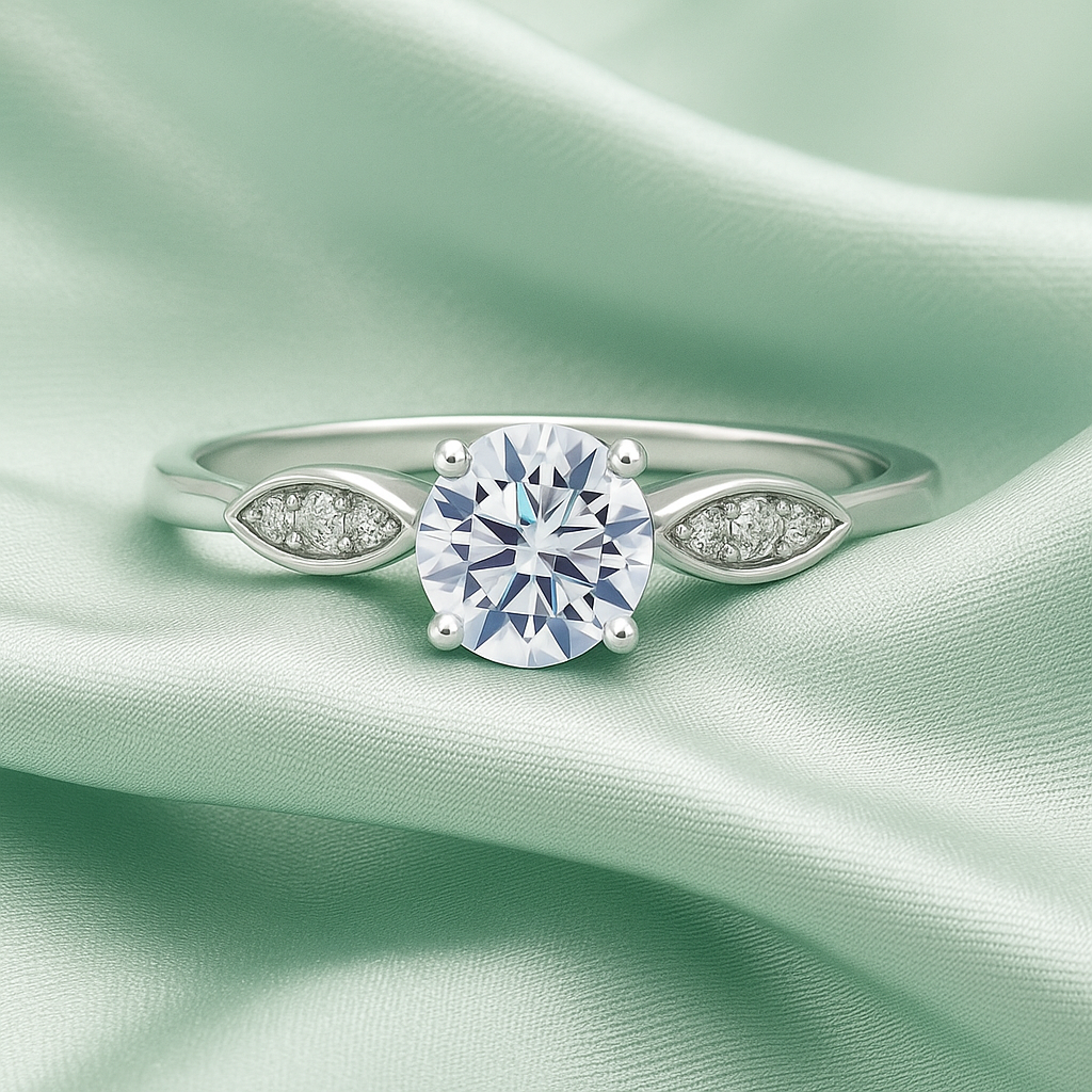 Elegant Solitaire 925 Silver Ring with Zircon Accents on Band