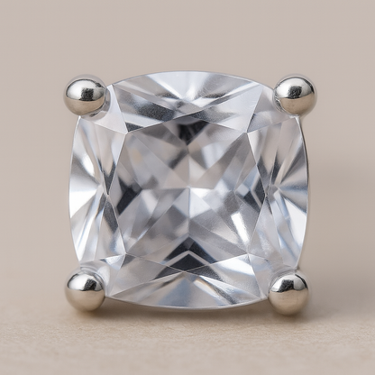 925 Silver Cushion-Cut Solitaire Stud Earrings for Women