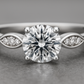 Elegant Solitaire 925 Silver Ring with Zircon Accents on Band
