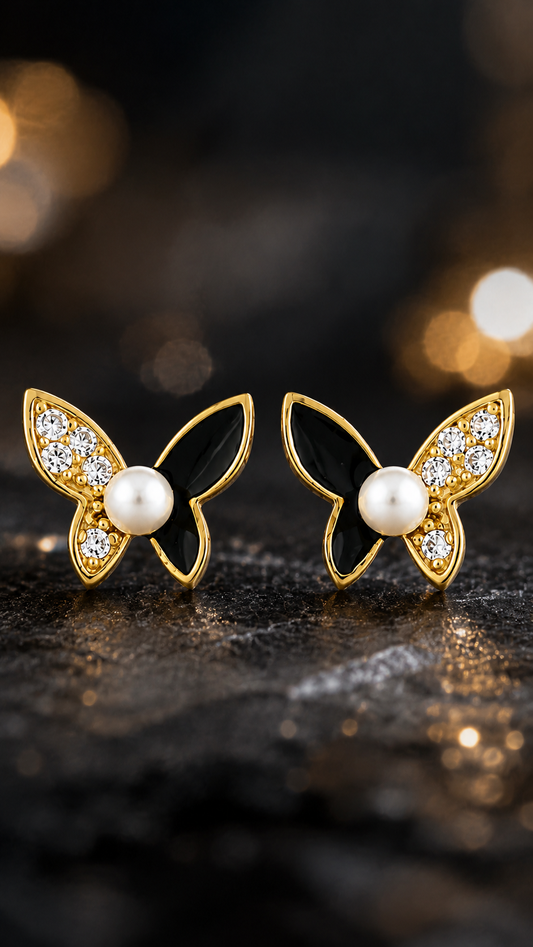 Black & White Butterfly Earrings