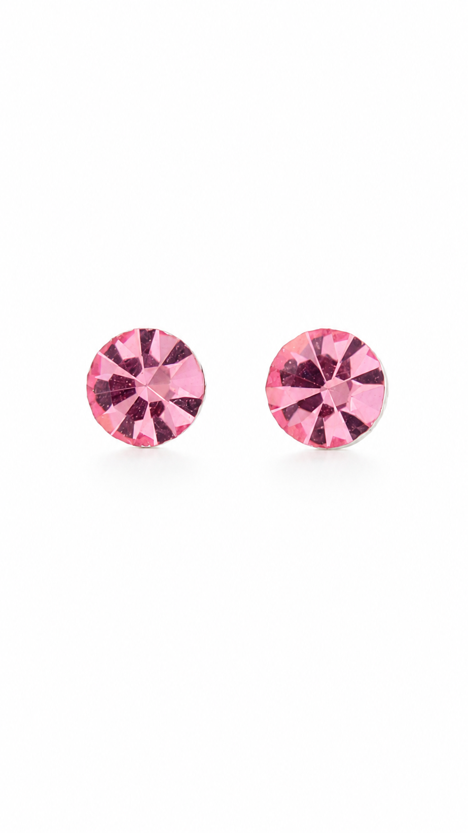 Pink Round Solitaire Earrings