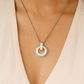925 Silver Rainbow Crystal Circle Pendant Necklace for Women – Elegant Sparkling Jewelry