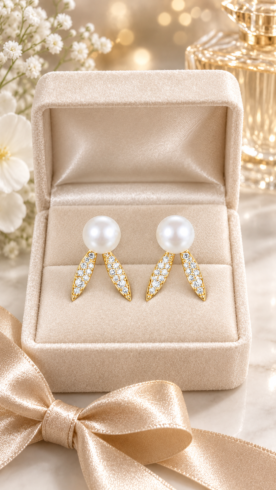 Pearl Leaf Earrings