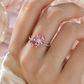 Pink Floral Pear-Cut Adjustable Open Ring