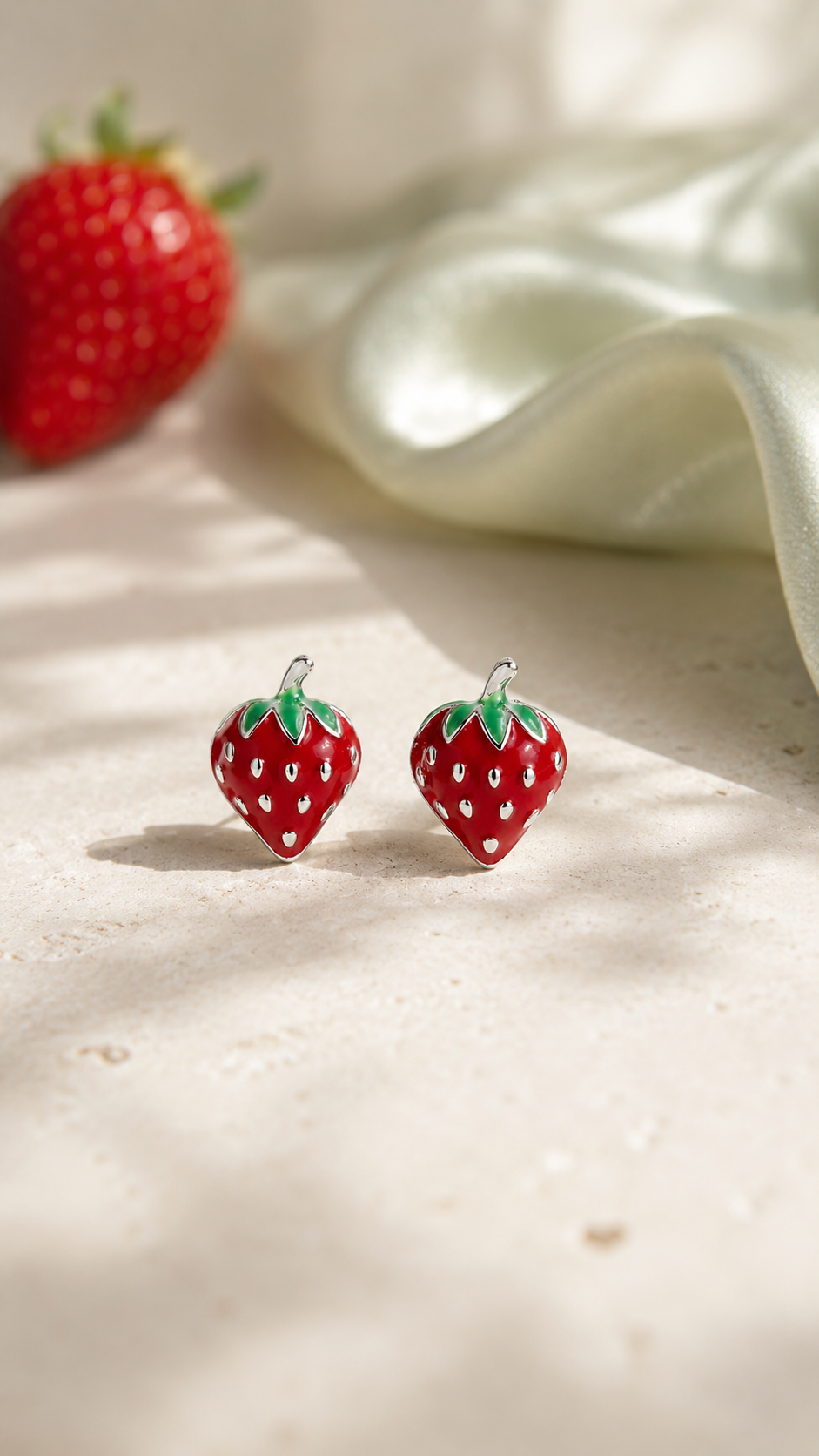 Red Green Strawberry Earrings