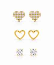 Heart,Heart Solitaire Earrings Set - Aaryahi Silver jewellery product photo