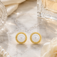 Elegant Gold Mother of Pearl Round Stud Earrings