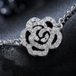 Silver Black Rose CZ Charm Bracelet