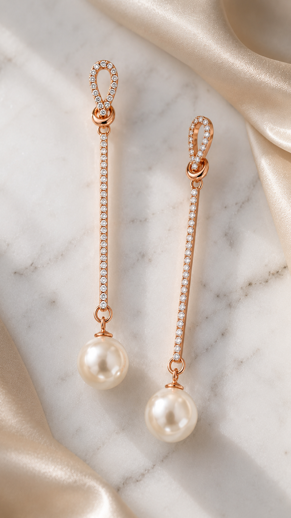 Rose-Gold Pearl Earrings